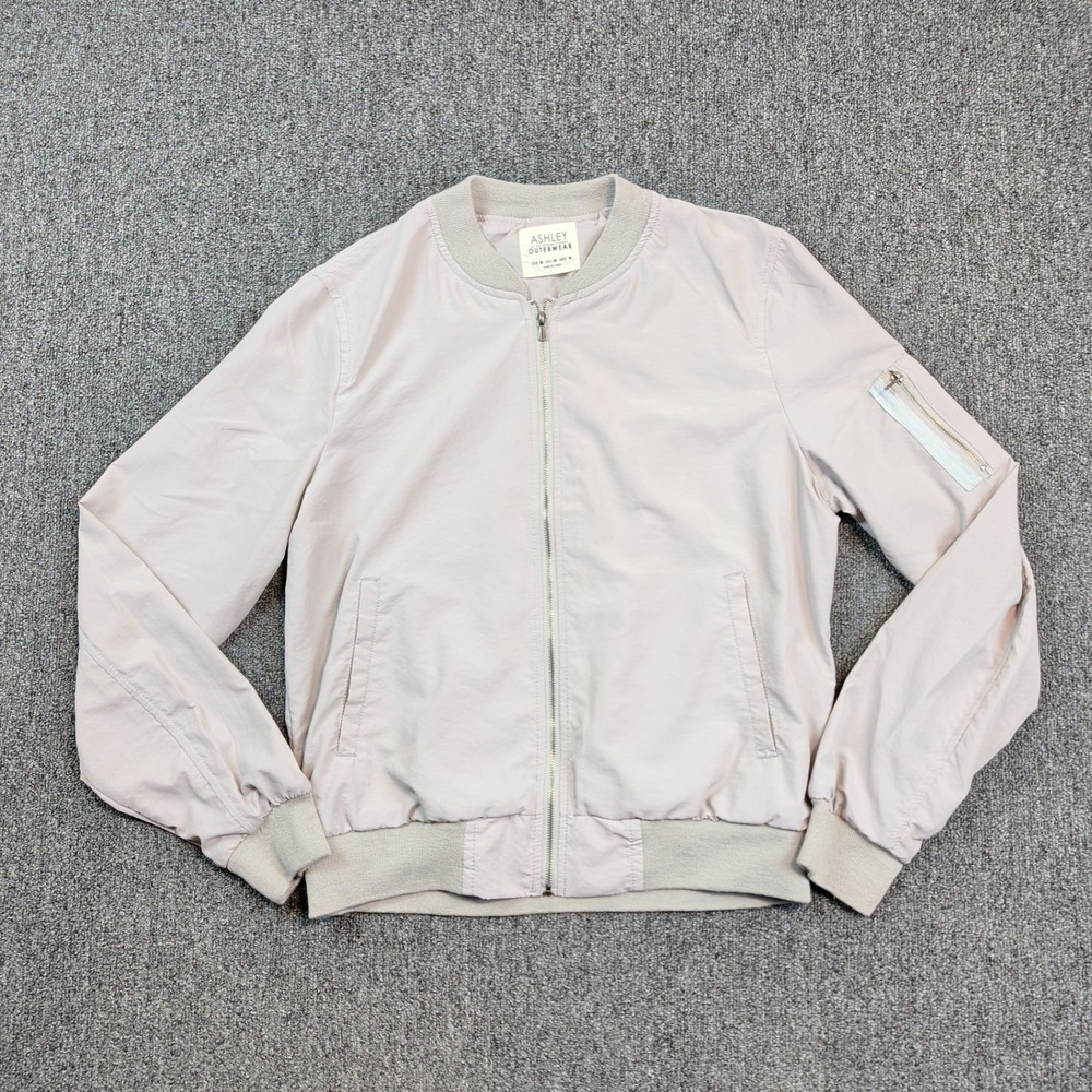 Ashley Outerwear Y2K Bomber Jacket Size M Taupe Utility Minimalist Streetwear